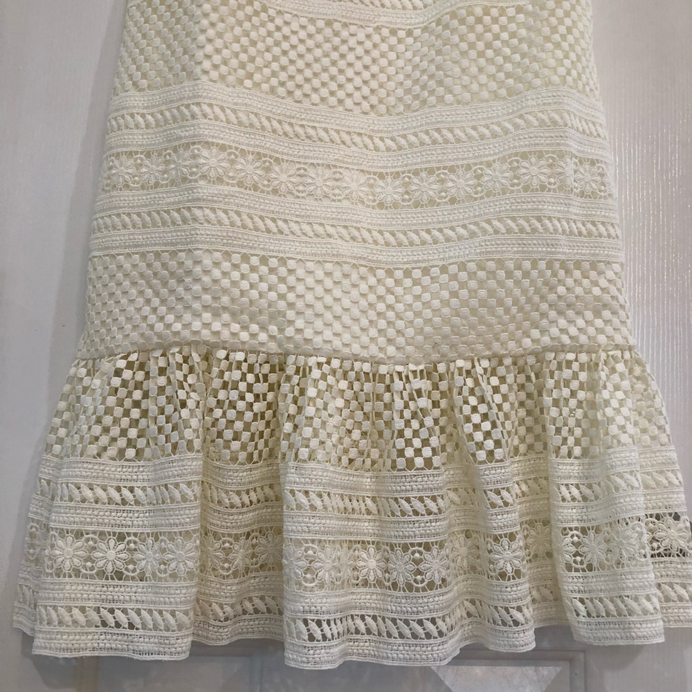 NEW J. Crew Geometric Lace Midi Dress Ivory Size 0 - Picture 5 of 12